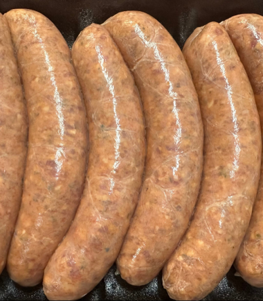 Gourmet Beef Sausage with King Island Cheddar and Caramalised Onion