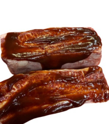 2 beef ribs marinated in BBQ sauce